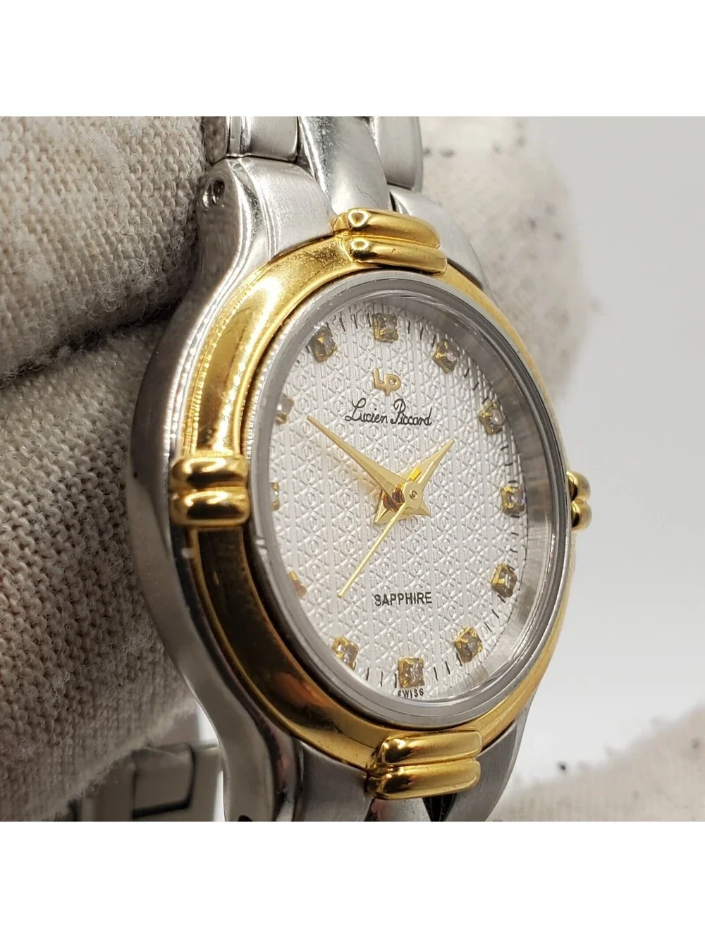 Lucien Piccard Sapphire Crystal Womens Watch 25mm Two-Tone New Battery